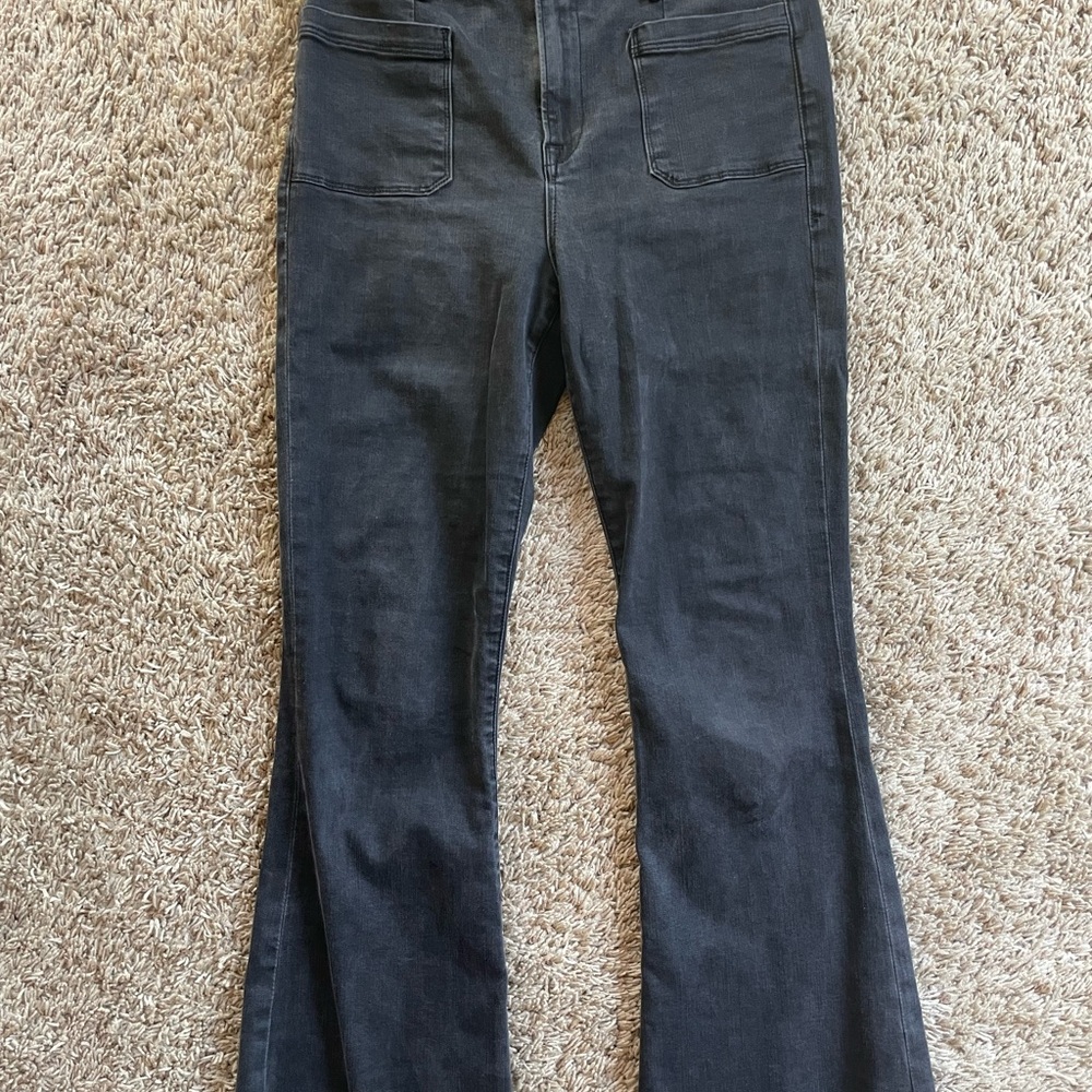 Frame Denim Black Flare Wide Leg Jeans